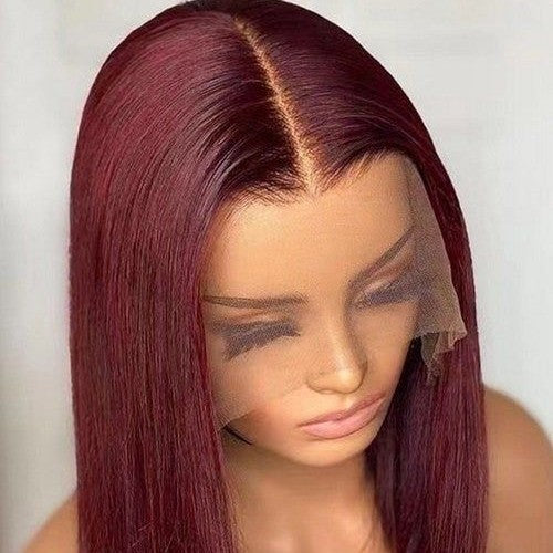 13*4HD transparent lace burgundy human hair frontal wome