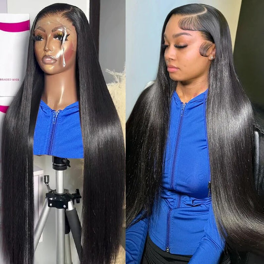 Natural straight hair, 150% density, smooth lace wig, 13x4 lace forehead with real human hair strands