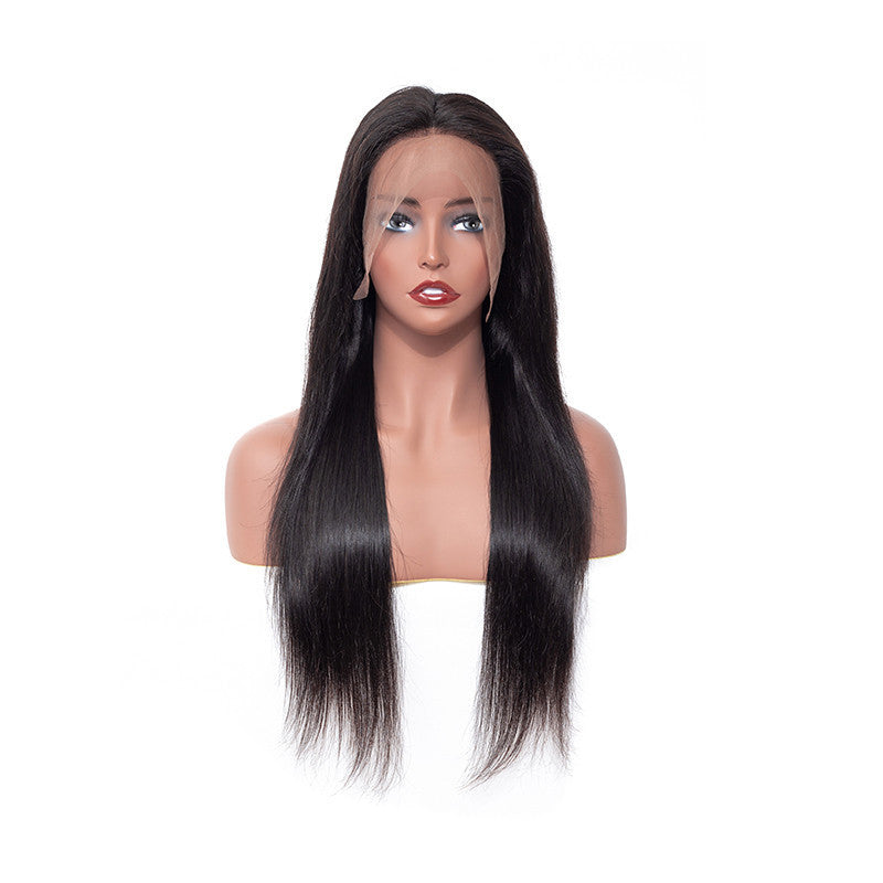 Natural straight hair, 150% density, smooth lace wig, 13x4 lace forehead with real human hair strands