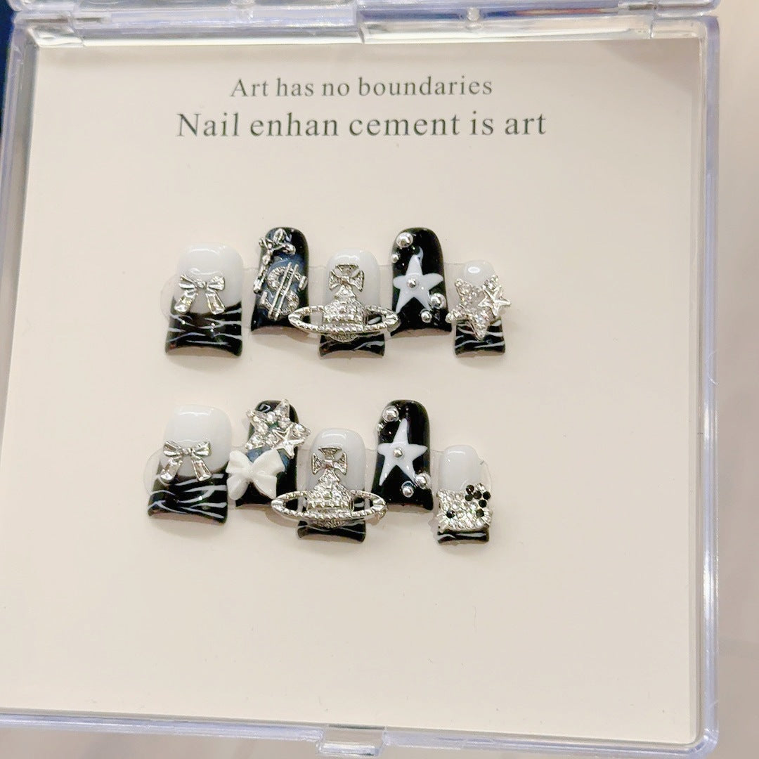 『Shibuya Gyaru Duck Bill』Retro Gyaru Kitty Handmade Press-On Nails, Removable Nail Stickers