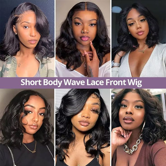 13*4 lace short BOB body wave huamn hair wig front frontal