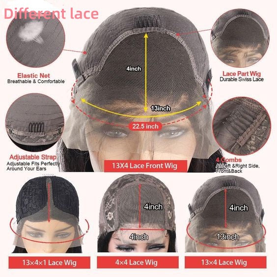 Body wave human hair wig large wave roll frontal closure T lace 13*4 lace 180density