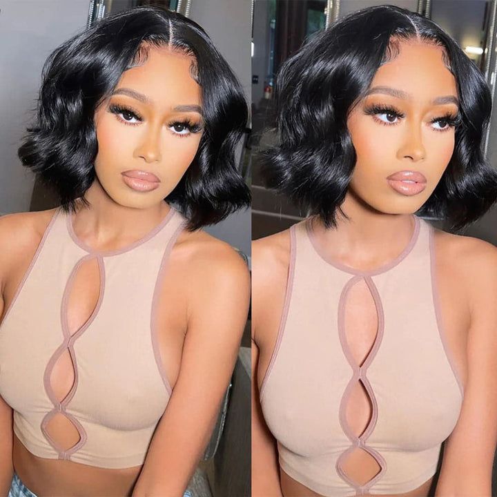 13*4 lace short BOB body wave huamn hair wig front frontal