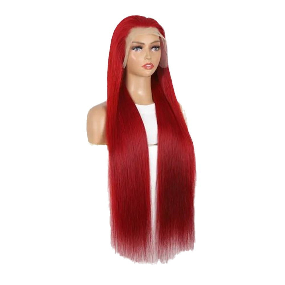 13*4 frontal lace red straight wig 13*6 lace 180 density ST